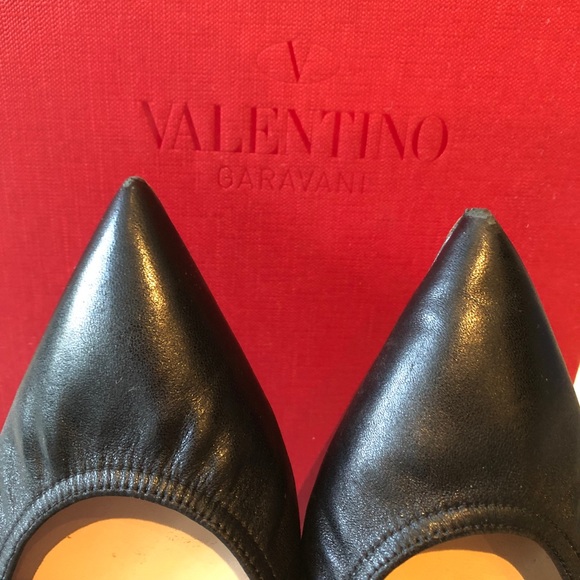 🍸Valentino Black Love Latch Leather Ballet Flats - Picture 3 of 8